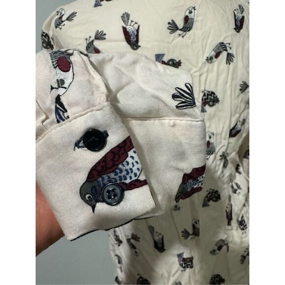 Zara xs bird print button front long sleeve top - Picture 4 of 7